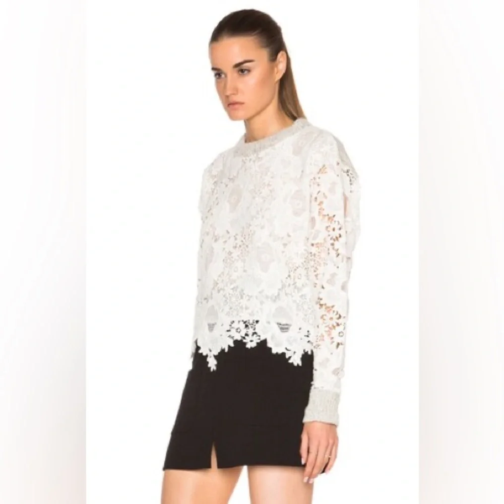 SEE BY CHLOE Women’s Lace Pullover Sweater Milk Color Size Medium - Picture 3 of 13